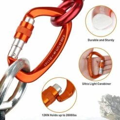 BETTERLIFE Lot De 2 Mousquetons De Verrouillage 25 KN Robustes Avec Fermeture à Vis Pour Escalade En Plein Air, Camping, Hamacs, Laisse Pour Chien, Balançoire, Pêche, Bouteille D'eau, Porte-clés -Equipement antichute Soldes 38157773 5