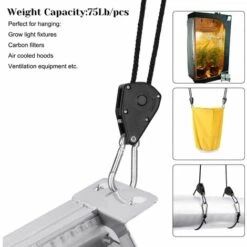 ECHOO Corde À Cliquet Réglable Cintre Corde Cintre Corde À Cliquet Pour Cultiver La Lumière Cultiver Des Plantes D'intérieur Légères 1/8 Pouce 150lb Capacité 2 Paires -Equipement antichute Soldes 38713605 4