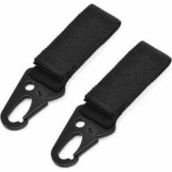BETTERLIFE 2 Pièces Boucle De Ceinture Suspendue,Boucle De Sangle En,Porte-clés Tactique Extérieur/Mousqueton Sac à Dos Boucle/Ceinture Tactique à Suspendre,Noir