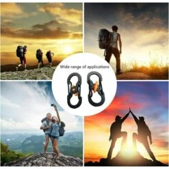 BETTERLIFE 10 Pièces Mini S Forme Mousqueton, S Bague Verrouillage Mousqueton, Mousqueton En Forme De S Pour L'extérieur, Pour Maison, Randonnée En Plein AAir, Pêche, Camping, Voyages Etc (Noir) -Equipement antichute Soldes 39654858 5