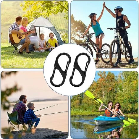 BETTERLIFE Lot De 20 Mousquetons En S - En Acier Inoxydable - Type S - Double Mousqueton En Métal - 2 Ouvertures - Pour La Maison, Les Randonnées En Plein Air, La Pêche, Le Camping - Noir 6 BETTERLIFE Lot De 20 Mousquetons En S - En Acier Inoxydable - Type S - Double Mousqueton En Métal - 2 Ouvertures - Pour La Maison, Les Randonnées En Plein Air, La Pêche, Le Camping - Noir â Image 4