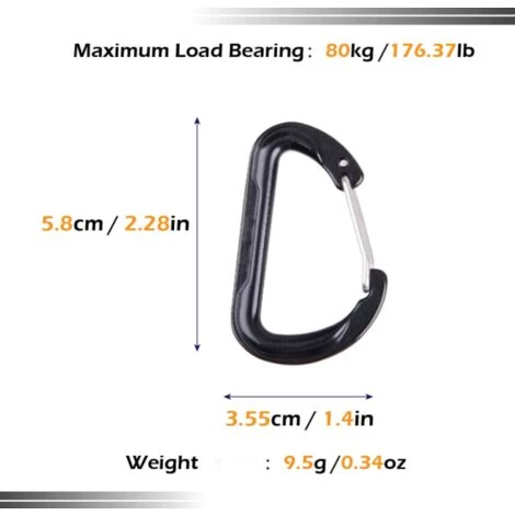 BETTERLIFE Mousquetons En Alliage D'Aluminium En Forme D Mousquetons Porte Clé Mousquetons Ressort 4pcs Pour Camping Randonnée Sac à Dos 4 BETTERLIFE Mousquetons En Alliage D'Aluminium En Forme D Mousquetons Porte Clé Mousquetons Ressort 4pcs Pour Camping Randonnée Sac à Dos – Image 2