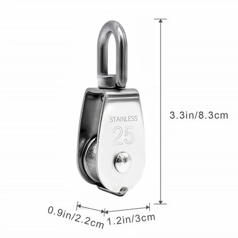 BETTERLIFE Poulie De Levage, Poulie Simple En Acier Inoxydable 304 Poulie Simple M25 Charge 150kg, Lot De 2 5 BETTERLIFE Poulie De Levage, Poulie Simple En Acier Inoxydable 304 Poulie Simple M25 Charge 150kg, Lot De 2 – Image 3