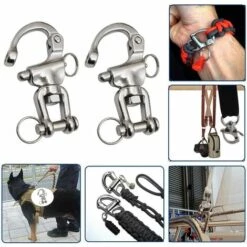 BETTERLIFE Mousqueton à Emerillon, 2 Pièces Mousqueton Pivotant à Emerillon Maillons Rapides En Acier Inoxydable 316 Crochet à Ressort Rapide à Largage Pour Drisse De Voilier Bateaux Accessoires (70mm) -Equipement antichute Soldes 39689708 4