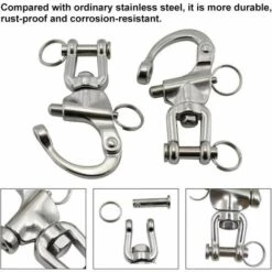 TRIOMPHE Mousqueton à Emerillon, 2 Pièces Mousqueton Pivotant à Emerillon Maillons Rapides En Acier Inoxydable 316 Crochet à Ressort Rapide à Largage Pour Drisse De Voilier Bateaux Accessoires (70mm) -Equipement antichute Soldes 39710047 3