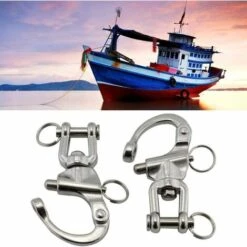 TRIOMPHE Mousqueton à Emerillon, 2 Pièces Mousqueton Pivotant à Emerillon Maillons Rapides En Acier Inoxydable 316 Crochet à Ressort Rapide à Largage Pour Drisse De Voilier Bateaux Accessoires (70mm) -Equipement antichute Soldes 39710047 5
