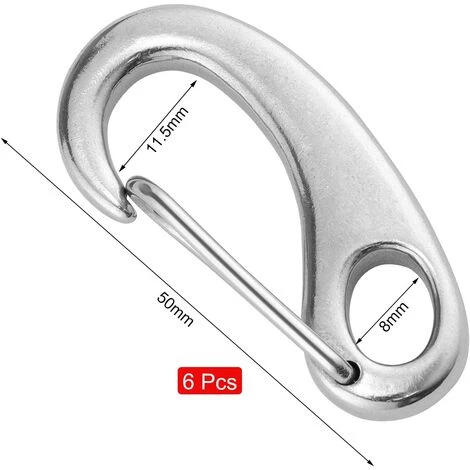 TRIOMPHE 6 Pcs Mousqueton Escalade Mousqueton A Ressort En Acier Inoxydable Charge Maximale 100 KG Pour Hamac Balançoire Camping Randonnée Extérieur - Argent 5 TRIOMPHE 6 Pcs Mousqueton Escalade Mousqueton A Ressort En Acier Inoxydable Charge Maximale 100 KG Pour Hamac Balançoire Camping Randonnée Extérieur - Argent â Image 3