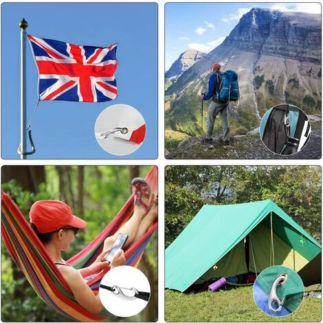TRIOMPHE 6 Pcs Mousqueton Escalade Mousqueton A Ressort En Acier Inoxydable Charge Maximale 100 KG Pour Hamac Balançoire Camping Randonnée Extérieur - Argent 7 TRIOMPHE 6 Pcs Mousqueton Escalade Mousqueton A Ressort En Acier Inoxydable Charge Maximale 100 KG Pour Hamac Balançoire Camping Randonnée Extérieur - Argent â Image 5