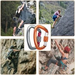 TRIOMPHE 2pcs Mousquetons Escalade [25KN] Certifié CE Mousqueton Aluminium Avec Bouchon à Vis, Forme De D, Idéal Pour Alpinisme, Randonné,Le Sauvetage, Camping -Equipement antichute Soldes 39710096 5