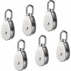 TRIOMPHE M15 Poulie Simple En Acier Inoxydable 304, 15MM Seul Poulies Bloc Rouleau, Grue Pivot Crochet Lisse Fil Corde Câble Chargement 77lbs/35Kg (6 Pièces)