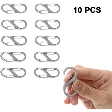 DEVENIRRICHE Clip Mousqueton, Crochets En Forme De S, Alliage D'aluminium Léger, Type S, Mousqueton à Double Verrouillage, Porte-clés Pour Camping En Plein Air, Randonnée, Mousquetons à Double Ressort, Porte-clés, Boucle, Outil, N ° 6, Argent 4 DEVENIRRICHE Clip Mousqueton, Crochets En Forme De S, Alliage D'aluminium Léger, Type S, Mousqueton à Double Verrouillage, Porte-clés Pour Camping En Plein Air, Randonnée, Mousquetons à Double Ressort, Porte-clés, Boucle, Outil, N ° 6, Argent – Image 2