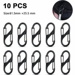 DEVENIRRICHE Clip Mousqueton, Crochets En Forme De S, Porte-clés Mousqueton à Double Verrouillage En Alliage D'aluminium Léger De Type S Pour Le Camping En Plein Air, Randonnée, Mousquetons à Double Ressort Pour Porte-clés, Outil De Boucle De Porte-clés, N ° 6, Noir