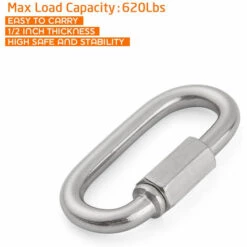 DEVENIRRICHE 10 Pièces Maillon Rapide Fileté, Mousqueton à Verrouillage Ovale En Acier Inoxydable, Maillons Rapides De Chaîne De Remorquage, Connecteur De Corde Pour Remorque, Balançoire, Hamacs, Câble, Camping -Equipement antichute Soldes 41658737 4