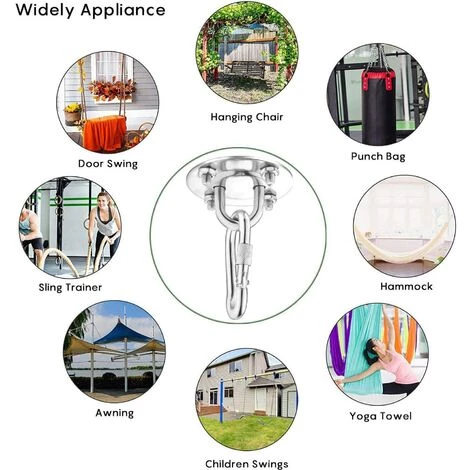 GUAZHUNIFR 2 Pcs Lourds Crochet De Plafond, 450KG Capacité Acier Inoxydable Hamac à Suspendre Kit 180°Rotation Pour Béton Bois Ensembles, Chaise Accrochante, Lampe Accrochante, Hamac, Yoga, Avec Vis De Fixatio 6 GUAZHUNIFR 2 Pcs Lourds Crochet De Plafond, 450KG Capacité Acier Inoxydable Hamac à Suspendre Kit 180°Rotation Pour Béton Bois Ensembles, Chaise Accrochante, Lampe Accrochante, Hamac, Yoga, Avec Vis De Fixatio – Image 4