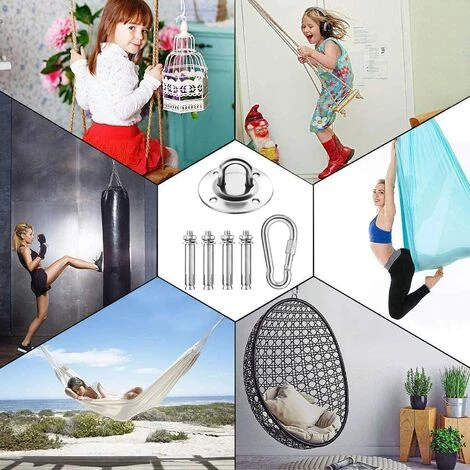 GUAZHUNIFR 2 Pcs Lourds Crochet De Plafond, 450KG Capacité Acier Inoxydable Hamac à Suspendre Kit 180°Rotation Pour Béton Bois Ensembles, Chaise Accrochante, Lampe Accrochante, Hamac, Yoga, Avec Vis De Fixatio 7 GUAZHUNIFR 2 Pcs Lourds Crochet De Plafond, 450KG Capacité Acier Inoxydable Hamac à Suspendre Kit 180°Rotation Pour Béton Bois Ensembles, Chaise Accrochante, Lampe Accrochante, Hamac, Yoga, Avec Vis De Fixatio – Image 5