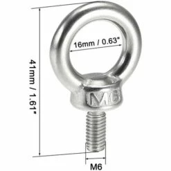 GUAZHUNIFR Lot De 10 Boulons à œil M6 En Acier Inoxydable 304 - Boulons à œil - Boulons à œil En Forme De Bague Filetage Mâle Vis à Anneau Pour Levage De Vie Et Divers équipements De Levage D'ingénierie -Equipement antichute Soldes 41869207 3