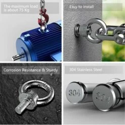 GUAZHUNIFR Lot De 10 Boulons à œil M6 En Acier Inoxydable 304 - Boulons à œil - Boulons à œil En Forme De Bague Filetage Mâle Vis à Anneau Pour Levage De Vie Et Divers équipements De Levage D'ingénierie -Equipement antichute Soldes 41869207 4