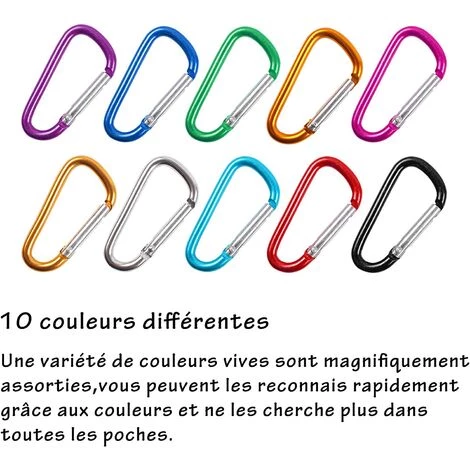 GUAZHUNIFR 10 Couleur Petit Mousqueton Prote Clés D Anneau Multicoulor Mousqueton Aluminium Mousqueton Pour Pêche Randonnée Sac à Dos 4 GUAZHUNIFR 10 Couleur Petit Mousqueton Prote Clés D Anneau Multicoulor Mousqueton Aluminium Mousqueton Pour Pêche Randonnée Sac à Dos – Image 2