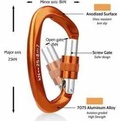 TANABATA 1pc Mousqueton Escalade 25kN Mousqueton à Verrouillage Mousqueton En Forme De D -Equipement antichute Soldes 42414928 4
