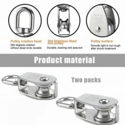 SUPERMARKET Poulie De Levage Superma, Poulie Simple En Acier Inoxydable 304 Poulie Simple M25 Charge 150kg, Lot De 2 -Equipement antichute Soldes 42740636 4