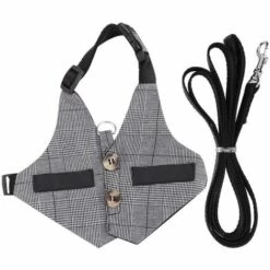 ELLE Lapin Harnais Et Laisse Mis Gilet De Lapin De Style Gentilhomme Avec Bouton De Décoration Harnais Doux Réglable Petit Animal Pour La Marche Jogging(M)