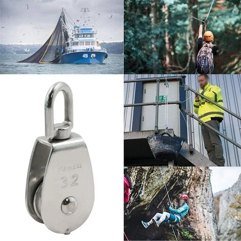 32 Mm Poulie Simple Pivotant à Poulie Roulements De Poulie Crochet - Acier Inox 304, Pour Cabl Et Nylon, Levage Capacité De La Poulie 250kg(Argent),Starlight,2 Pièces 7 32 Mm Poulie Simple Pivotant à Poulie Roulements De Poulie Crochet - Acier Inox 304, Pour Cabl Et Nylon, Levage Capacité De La Poulie 250kg(Argent),Starlight,2 Pièces – Image 5