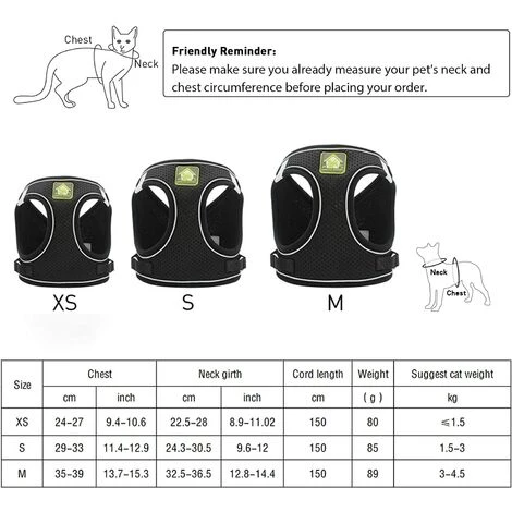 ECHOO Harnais De Chat Et Laisse Avec Laisse Pour Chaton : Ensemble De Gilet Réglable Anti-évasion Pour Chats Compatible Avec Les Chiots De Petit Chien 4 ECHOO Harnais De Chat Et Laisse Avec Laisse Pour Chaton : Ensemble De Gilet Réglable Anti-évasion Pour Chats Compatible Avec Les Chiots De Petit Chien – Image 2