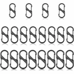 Noir Mini Mousqueton Porte Clé Mini S Forme Mousqueton Clips Mousquetons Porte Clefs, Clips Double Boucle Mousqueton Pour Activités Plein Air, Camping, Randonnée Ou Voyage 20 Pièces Macaron