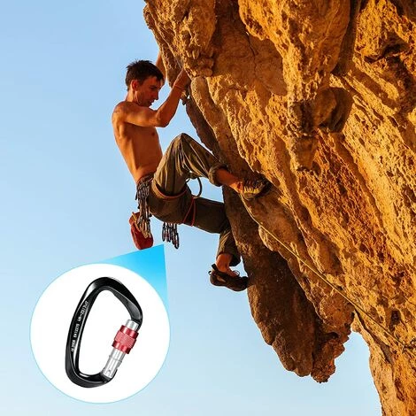 Mousqueton Escalade 2pcs , Mousqueton Verrouillage De Sécurité En Forme De D Robuste Aluminium Pour Camping, Lalpinisme, Randonnée, Sauvetage, Pêche, Descente En Rappel, Hamac (Noir)Macaron 6 Mousqueton Escalade 2pcs , Mousqueton Verrouillage De Sécurité En Forme De D Robuste Aluminium Pour Camping, Lalpinisme, Randonnée, Sauvetage, Pêche, Descente En Rappel, Hamac (Noir)Macaron – Image 4