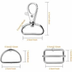 VERSAILLESFR Lot De 36 Porte-clés En Métal – Mousquetons Pivotants, Anneau En D Et Boucle Coulissante Pour Sac à Main, Fermoir, Sangle, Sac à Dos, Accessoires De Bricolage, 2,5 Cm, Argenté, Versailles -Equipement antichute Soldes 50932636 5