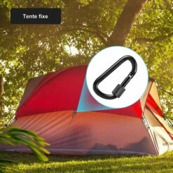 SUPERMARKET 10pcs Mousquetons Escalade Mousqueton Aluminium Avec Bouchon à Vis, Convient Pour La Randonnée, Le Vélo, La Corde, La Pêche, Le Camping, Les Tentes, Et Le Porte-Clés, Noir 3 X 1.6 Inch，Superma -Equipement antichute Soldes 51013788 4