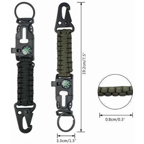 Porte-clés De Lanière De Avec Mousqueton, Lanière Tressée Porte-clés De Survie Crochet D'anneau Roi Pour L'extérieur Camping Randonnée Chasse Pêche - 2 Couleurs 2 Pièces-betterlife 4 Porte-clés De Lanière De Avec Mousqueton, Lanière Tressée Porte-clés De Survie Crochet D'anneau Roi Pour L'extérieur Camping Randonnée Chasse Pêche - 2 Couleurs 2 Pièces-betterlife – Image 2