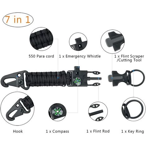 Porte-clés De Lanière De Avec Mousqueton, Lanière Tressée Porte-clés De Survie Crochet D'anneau Roi Pour L'extérieur Camping Randonnée Chasse Pêche - 2 Couleurs 2 Pièces-betterlife 5 Porte-clés De Lanière De Avec Mousqueton, Lanière Tressée Porte-clés De Survie Crochet D'anneau Roi Pour L'extérieur Camping Randonnée Chasse Pêche - 2 Couleurs 2 Pièces-betterlife – Image 3