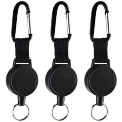 Rétractable Robuste Rétractable Porte-clés Rétractable Badges Reel Clip Avec 60cm / 24 Pouces En Acier Câble, Noir 3 Pièces-betterlife