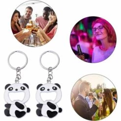 Porte-clés En Métal Panda - Porte-clés Panda Mignon, Ouvre-Bouteille De Bière Portable 2 Pièces-betterlife -Equipement antichute Soldes 51222412 3