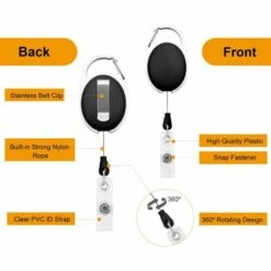 LITZEE 10 Clips De Badge De Carte D'identité Avec Mousqueton Avec Bobines De Clip De Ceinture Avec Clips De Porte-badge -Equipement antichute Soldes 51547825 3