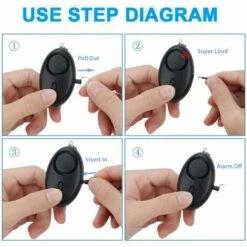 LITZEE Alarme Personnelle, Porte-clés D'alarme De Panique, 140 DB, Alarme De Sécurité Avec Lumière LED Pour Femmes, Filles Et Personnes âgées (Noir) -Equipement antichute Soldes 51551450 3