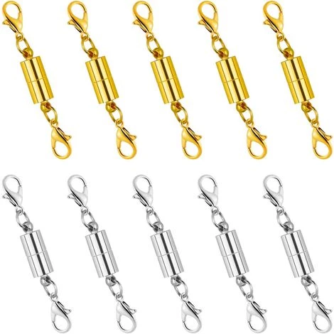 LITZEE 10 Fermoirs Magnétiques - Fermoirs à Mousquetons Pour Collier Ou Bracelet - Couleurs Dorée Et Argentée 3 LITZEE 10 Fermoirs Magnétiques - Fermoirs à Mousquetons Pour Collier Ou Bracelet - Couleurs Dorée Et Argentée