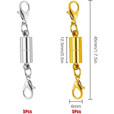 LITZEE 10 Fermoirs Magnétiques - Fermoirs à Mousquetons Pour Collier Ou Bracelet - Couleurs Dorée Et Argentée 5 LITZEE 10 Fermoirs Magnétiques - Fermoirs à Mousquetons Pour Collier Ou Bracelet - Couleurs Dorée Et Argentée – Image 3