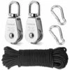 DECKON Poulie De Levage, 25MM Poulie En Acier Inox 304,2 Pièces M25 Poulie Simple, Pour Cordes Et Câbles, Avec 6mm Corde 20M,2 Pièces Mousquetons Porte-clés -Equipement antichute Soldes 51585863 1