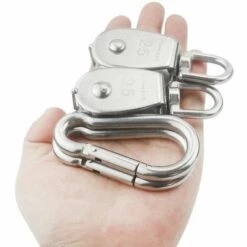 DECKON Poulie De Levage, 25MM Poulie En Acier Inox 304,2 Pièces M25 Poulie Simple, Pour Cordes Et Câbles, Avec 6mm Corde 20M,2 Pièces Mousquetons Porte-clés -Equipement antichute Soldes 51585863 4