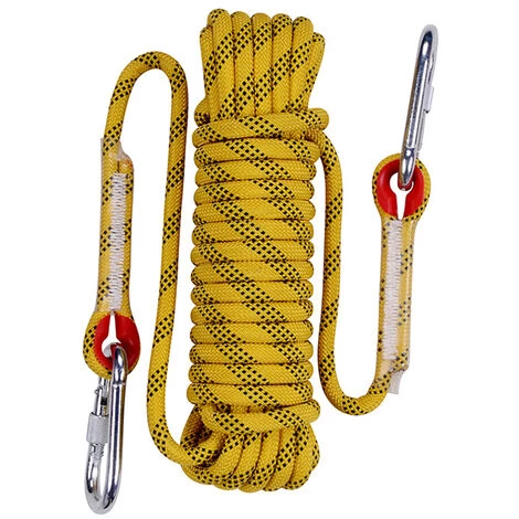 JN.SONGS Corde D'Escalade Corde De Sécurité 10 Mm Avec 2 Mousquetons Pour Alpinisme Sauvetage - 10m Jaune 3 JN.SONGS Corde D'Escalade Corde De Sécurité 10 Mm Avec 2 Mousquetons Pour Alpinisme Sauvetage - 10m Jaune