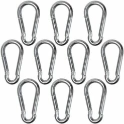 JN.SONGS 10 Pcs Mousqueton Escalade En Fer Charge 100 Kg Argenté - 4x40mm