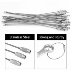 ALMI 20Pcs Porte-clés En Fil, Anneau Porte Clé Câbles En Acier Inoxydable, Câbles De Boucle Anneaux Avec Joints Pour Randonnée, Pendre Étiquette De Bagage -Equipement antichute Soldes 52587827 4
