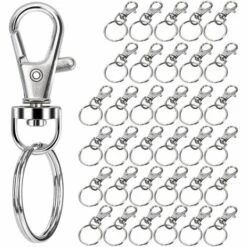 ALMI 35 Pcs Porte-clés, Pivotants Pour Clés, Mousqueton Porte Clé Métal Polissage Keychain De Crochets Anneaux Détachables, 25 Mm De Diamètre