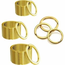 ALMI Porte-Clés[30 Pièces], Porte Cle, Anneau Brisé Plat Porte-clés En Laiton, Pour Clé De Voiture Maison, Artisanat, Lanières Organisation, 3 Tailles Différentes(Doré)