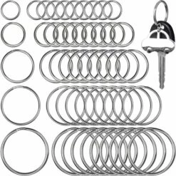 ALMI 50 Pièces Rond Anneau Mousqueton Anneau Porte Clés Acier Trempé Nickelé Porte-clés En Acier Inoxydable Pour Voiture Arts Artisanat