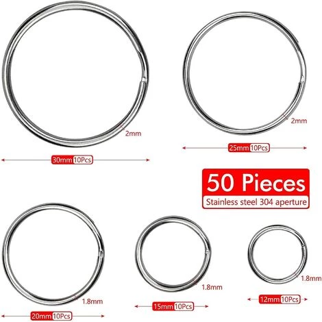 ALMI 50 Pièces Rond Anneau Mousqueton Anneau Porte Clés Acier Trempé Nickelé Porte-clés En Acier Inoxydable Pour Voiture Arts Artisanat 4 ALMI 50 Pièces Rond Anneau Mousqueton Anneau Porte Clés Acier Trempé Nickelé Porte-clés En Acier Inoxydable Pour Voiture Arts Artisanat – Image 2
