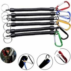 KARTOKNER Lanière De Porte-clés à Ressort Longes De Pêche Rétractables Corde à Ressort En Plastique, Porte-Clés En Métal, Pour Pêche, Surf, Randonnée, L'alpinisme Etc—8 Pièces (Couleur Aléatoire) -Equipement antichute Soldes 53099791 5
