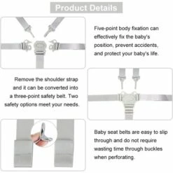 Harnais Chaise Haute Universelle Sangle Chaise Enfant Réglable Avec Boucle POM Ceinture Attache Sécurité Fixation 5 Points Confort Pour Chaise Haute Bébé Landau Et Poussette,Starlight -Equipement antichute Soldes 53317801 3
